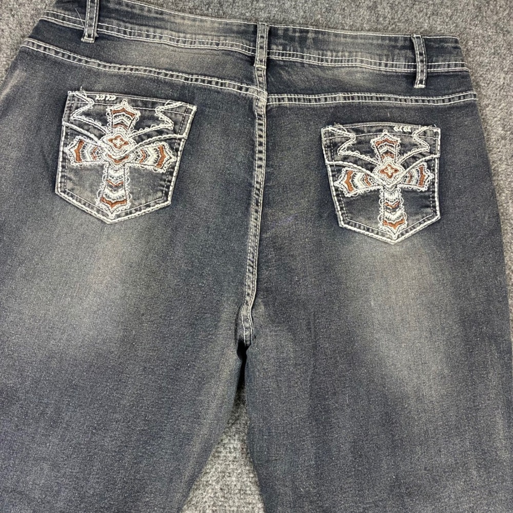 Fashion Jeans Womens Size 2XL Dark Wash Contrast Stitch Flare Bootcut Denim 5111